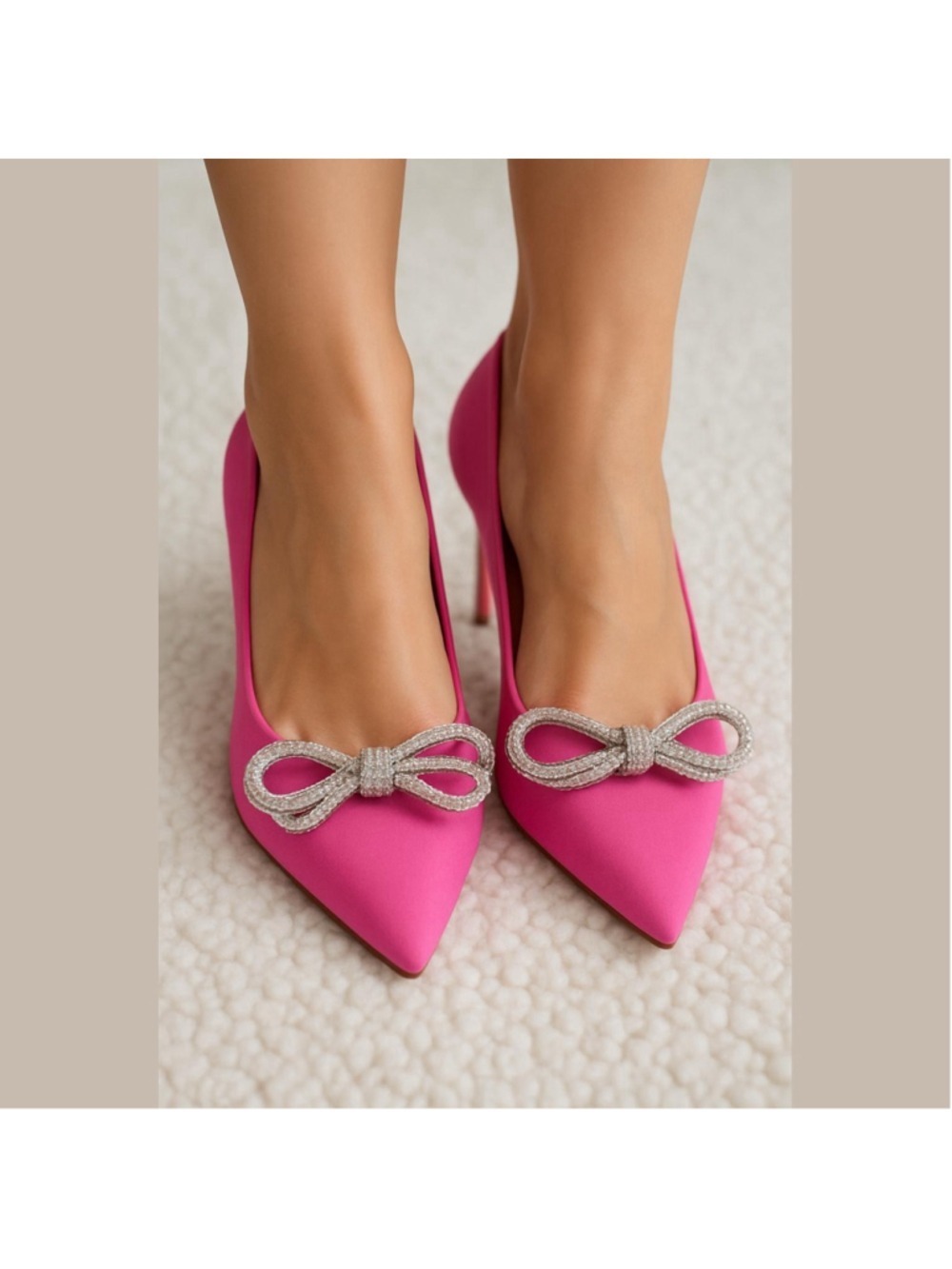 Women's BCBGeneration Pink Pointed Toe Heels with Silver Bows Size 7.5